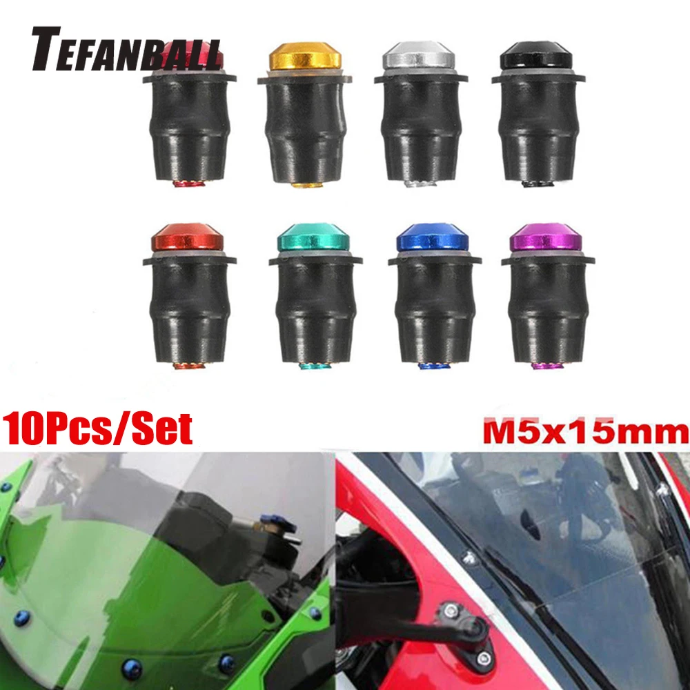 

10Pcs M5X15mm Aluminum Motorcycle Windscreen Fairing Well Nut Bolts Screw High Quality Accessories Part Suitable for Cars 2019