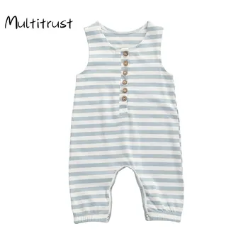 

Multitrust Baby Boys Sleeveless Romper Summer Breathable Simple Style Infant Striped Jumpsuit For Newborn Baby Boys Rompers