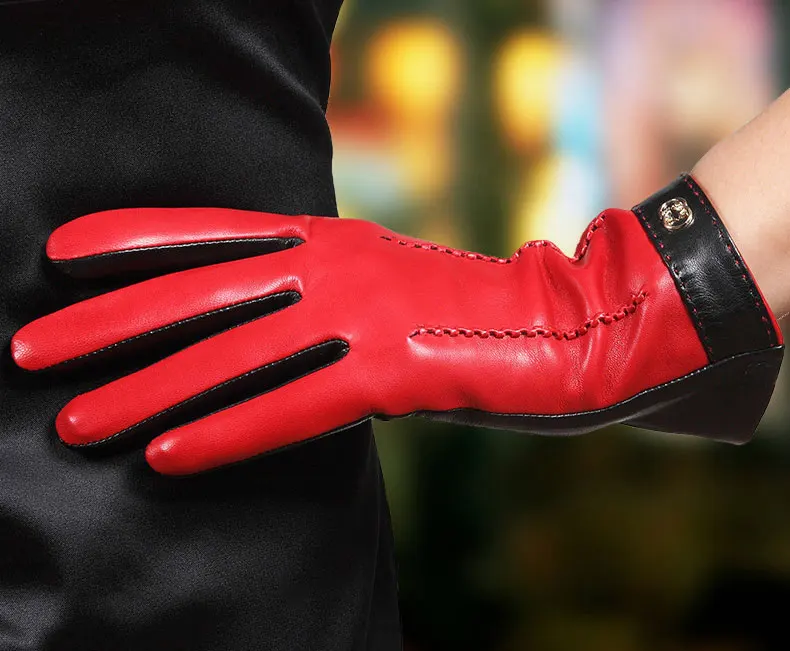 Touchscreen Sheepskin Warm Plushed Lined Women Driving Gloves Real Leather Gloves 5 H293c1cb6aa284e48abb108cc8c3a06e6y