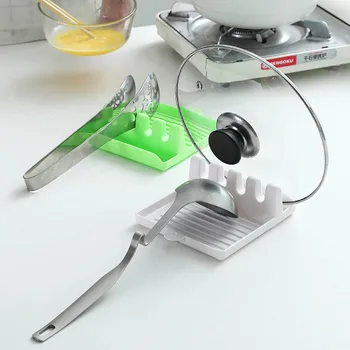

1Pcs Non-slip Strainer Pad Pot Lid Holder ABS 2Colors Kitchen Supplies Portable Multifunction Spatula Ladle Shelf