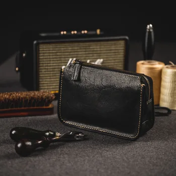 

2020 New Style Leather Bag Large Capacity Hand Men's Bag Genuine Leather Zipper Carrying Wallet