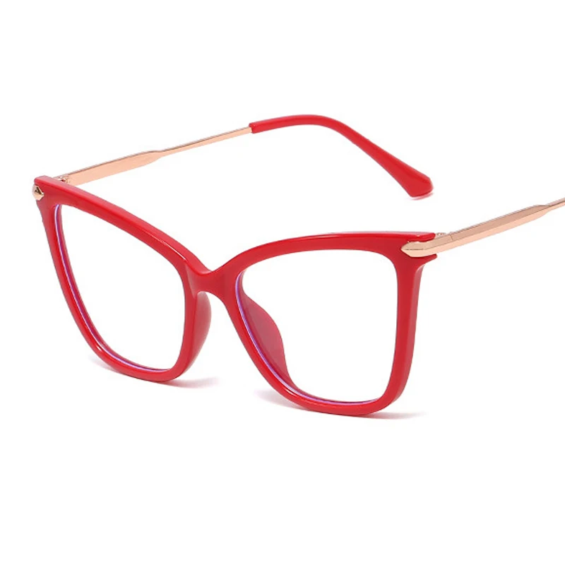 C2 Red Clear TR90 очки для чтения «кошачий глаз» оправа с анти-синий светильник, женские компьютерные игровые очки, оптические очки, оправа UV400 - Цвет оправы: C2 Red Clear