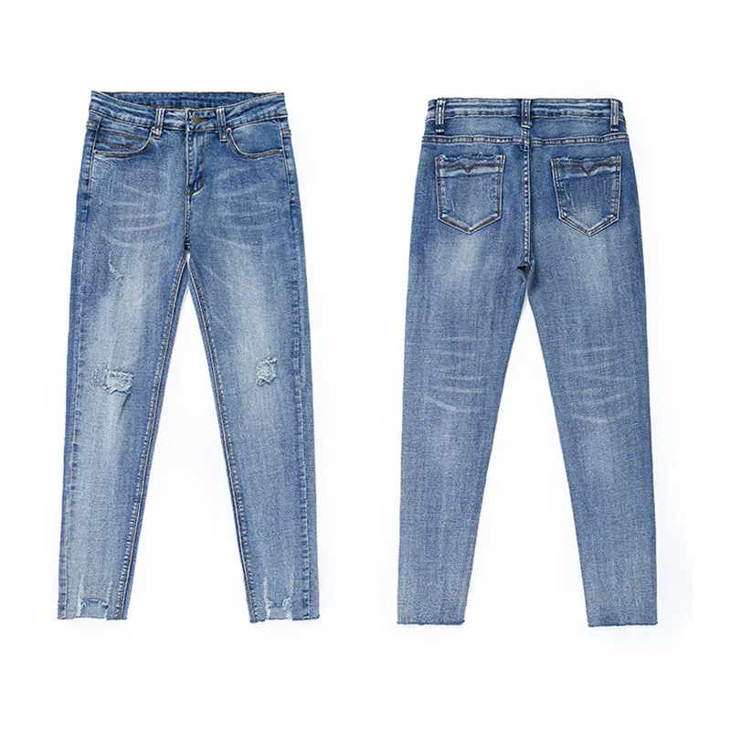 

JUJULAND Women jeans Plus Size High Waist Stretch Washed Skinny Jeans Woman Denim Pants Pencil Blue hot sale 3225