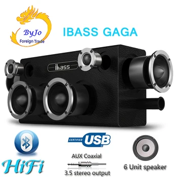 

IBASS GaGa 70W Car Outdoor Home 6-unit Speaker Wooden Bluetooth Speaker TV Computer Cell Phone Audio Compatible Coaxial AUX USB