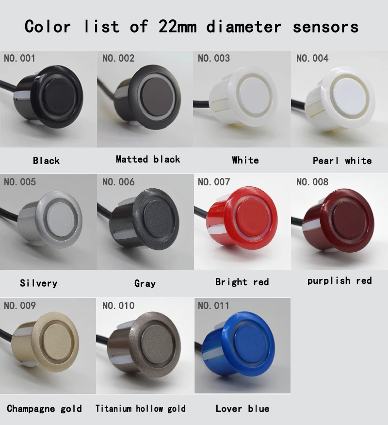 22MM Car Parking Sensor Backup Radar Parktronic Reverse Probe ultrasonic Black Red Blue Grey Silver Champagne Gold Aparcami 12 22MM Car Parking Sensor Backup Radar Parktronic Reverse Probe ultrasonic Black Red Blue Grey Silver Champagne Gold Aparcami 6