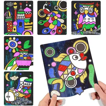 

Children's Diy Shining Magic Art Sticker Transfer Colorful Sticker Painting Crafts For Kids Arts Crafts Creative Stickers Toys