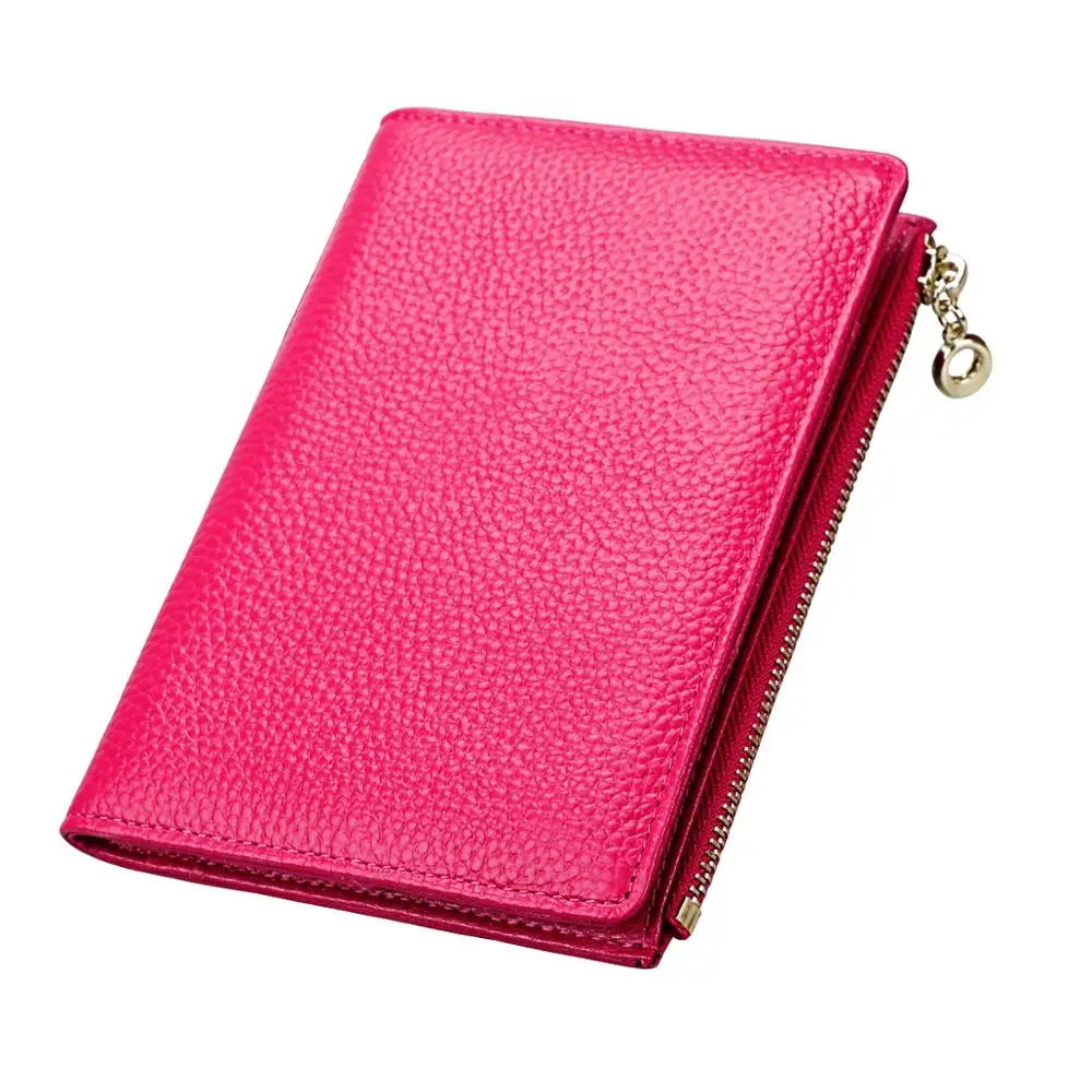 Обложка паспорта кошелек из натуральной кожи роскошный держатель для карт для мужчин и женщин кошелек для кредитных карт бумажник с застежкой молнией карман для монет - Цвет: Red
