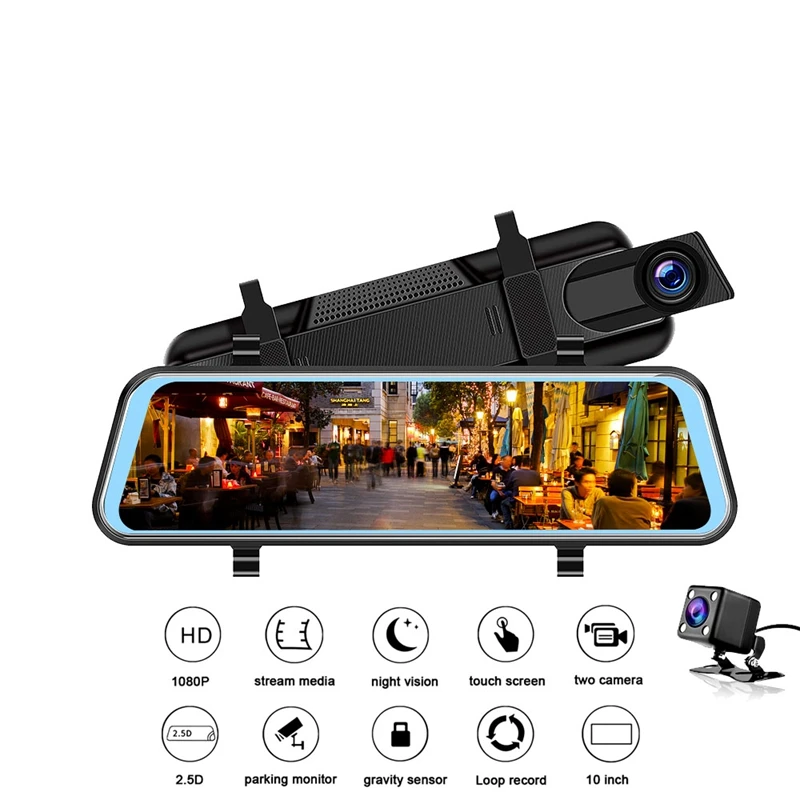 SKARA dash cam era 10 дюймов зеркало заднего вида Автомобильный видеорегистратор Full HD 1080P dash cam сенсорный экран двойной объектив камеры видео рекордер авто камера