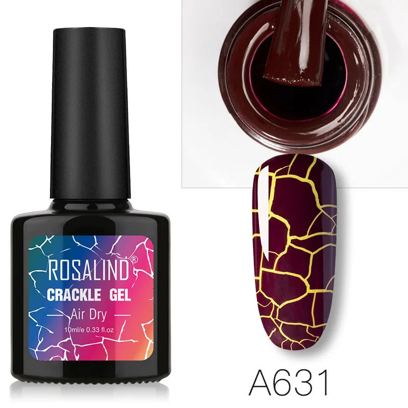 RBA631 ROSALIND Crackle Gel Polish Cracking Nail Lacquer Quick Drying Nail Art Gel Manicure For UV Semi Permanent Base Top Coat - Цвет: RBA631