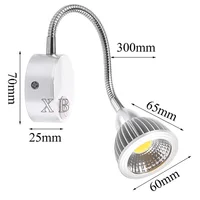 Wall Lamp 5W 7W Home Hotel Loft Bedside Reading Book Black Silver Light Flexiable ON/OFF Switch 90-260V Spot LED Bulb 2