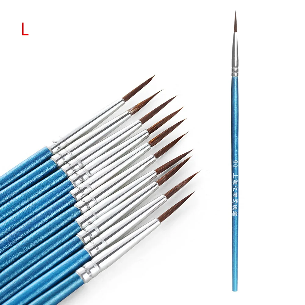 L 10PCS New Line Drawing Pen Nylon Fiber Hair Paint Pastry Brush Fondant Cake Decorating Baking Tools Home Decoration Accessories - Цвет: L