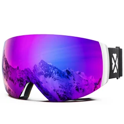 Professional Magnetic Ski Goggles with Anti-Fog UV Protection (X13 Blue Purple)