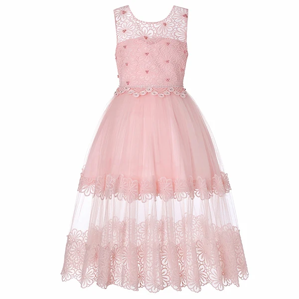 Элегантные Детские платья для девочек, платье принцессы для выпускного вечера вечерние платья для девочек 4, 8, 10, 12, 15 лет, детское свадебное платье для девочек, одежда - Цвет: Pink