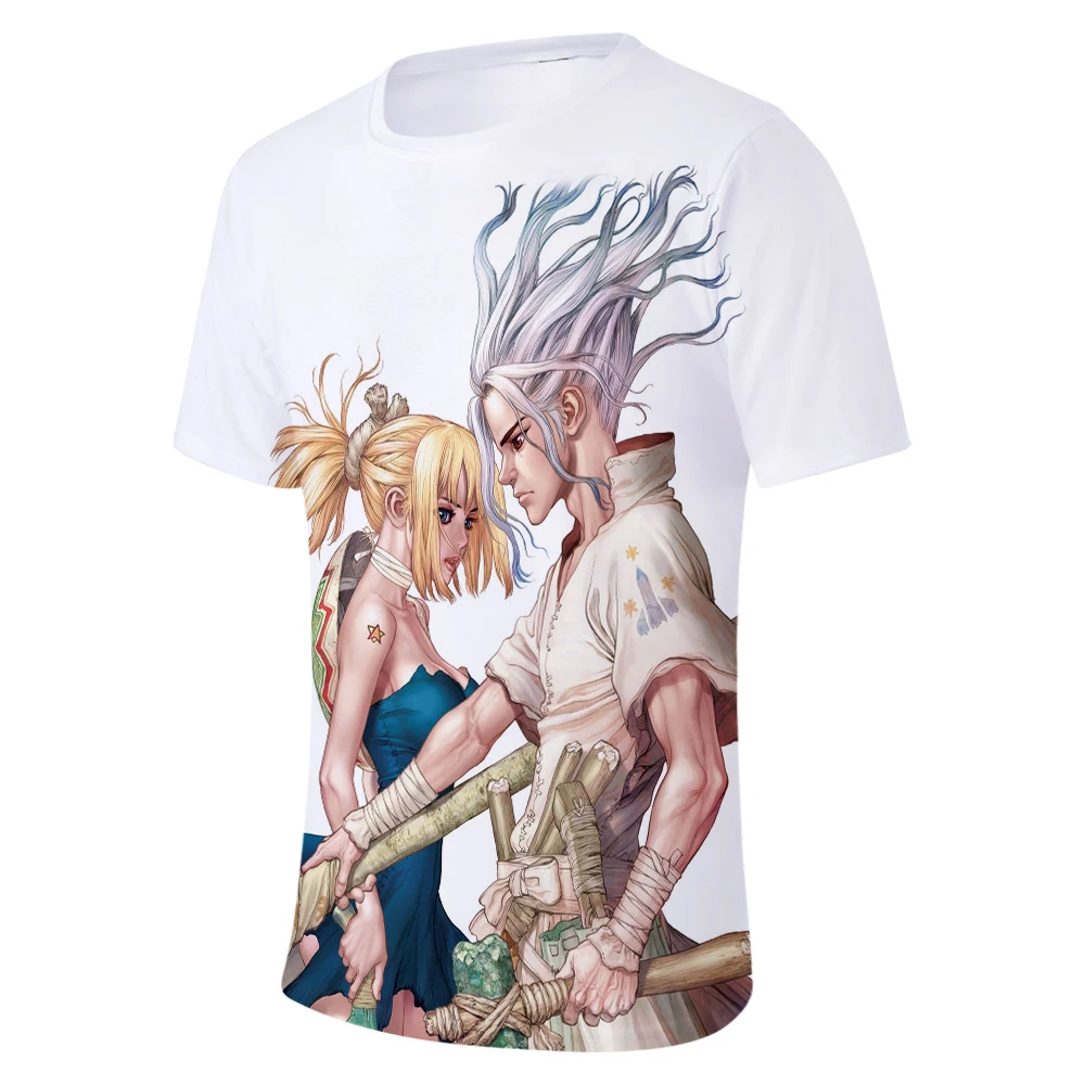 Популярная модная футболка для мальчиков и девочек dr. stone, подходящая для мужчин и женщин, летняя футболка с 3D принтом, футболки с 3D принтом, топы с короткими рукавами, пуловер