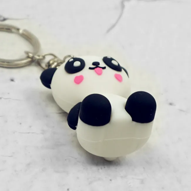 South Korea Cartoon Cute Little Panda Doll Keychain Creative Girl'S Bag Car Key Chain Pendant Wholesale