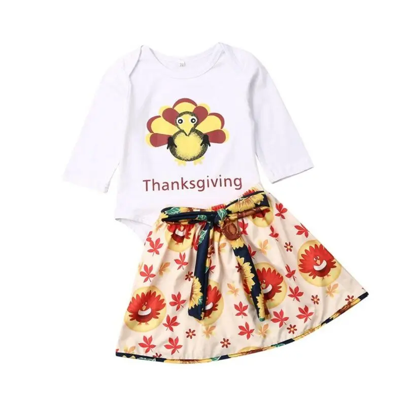 2PCS Baby Set 0-24 Months Girl White Animal Print Tops Round Neck Long Sleeve Clothes + Bow Yellow Skirt Trend Girls Suit | Детская