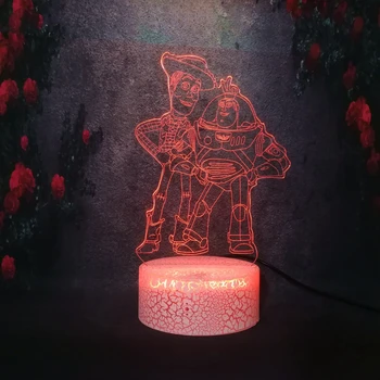 

Novelty Kid Gift 3D DIY Decor Crack Table Light Baby Sleep Cartoon Anime Toy Story Buzz Lightyear Woody Model LED Night Lamp