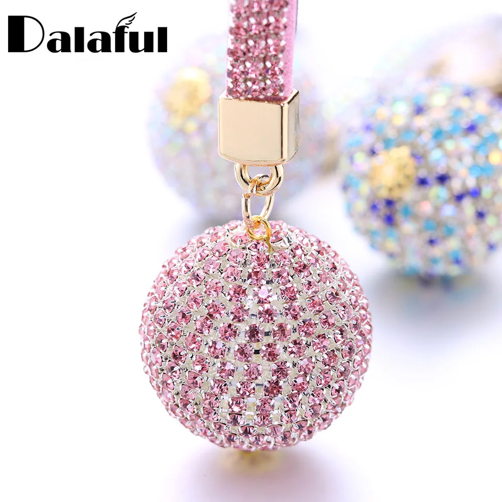 

Full Ball Crystal Keychain Rhinestone Leather Strap High Quality Handbag Purse Bag Pendant Charm Keyring For Car Key Chain K399