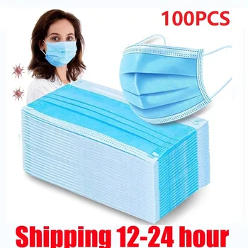 

100PCS Face Mouth Disposable Anti dust Mask 3 Protect Layers Filter Earloop Non Woven Mouth Dustproof Mask Shipping 12hours