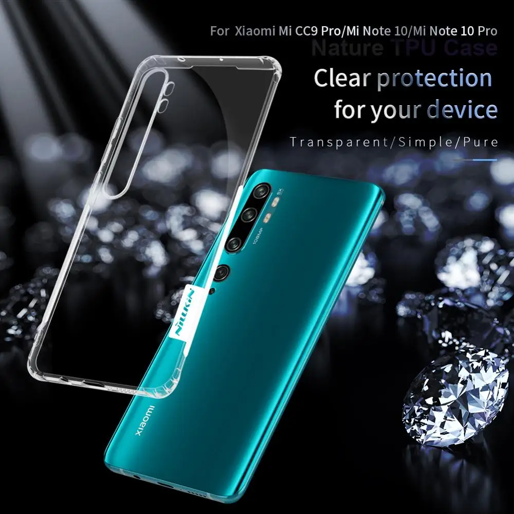 Противоударный чехол для Xiaomi mi CC9 Pro NILLKIN Nature из ТПУ прозрачный мягкий