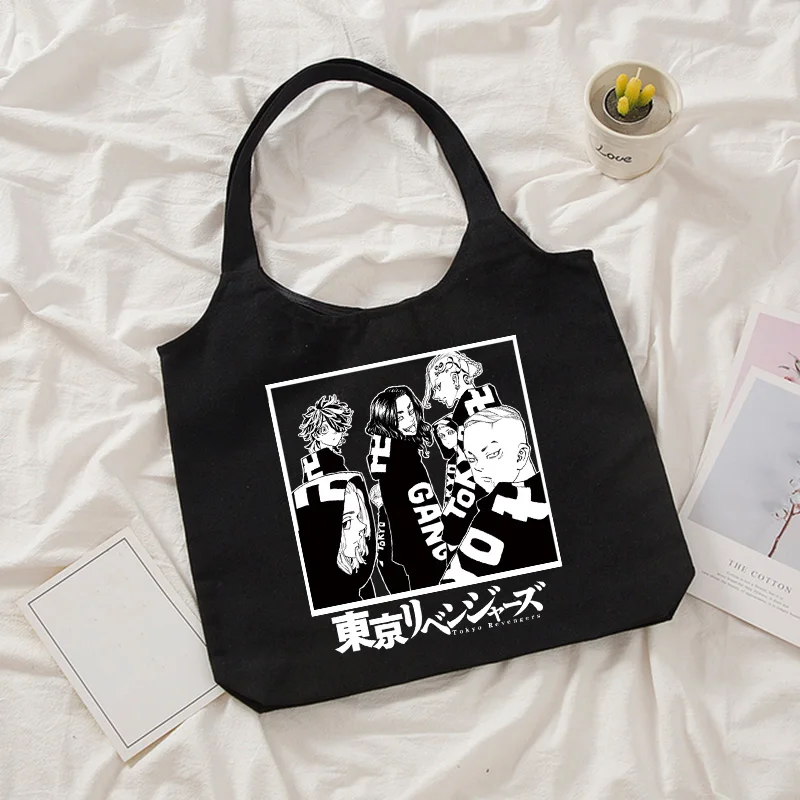 Tokyo Revengers Shopping Bag Graphic Tote Harajuku Shopper Bag Women Canvas Shoulder Bag Female Ulzzang Funny Eco Large-capacity 
