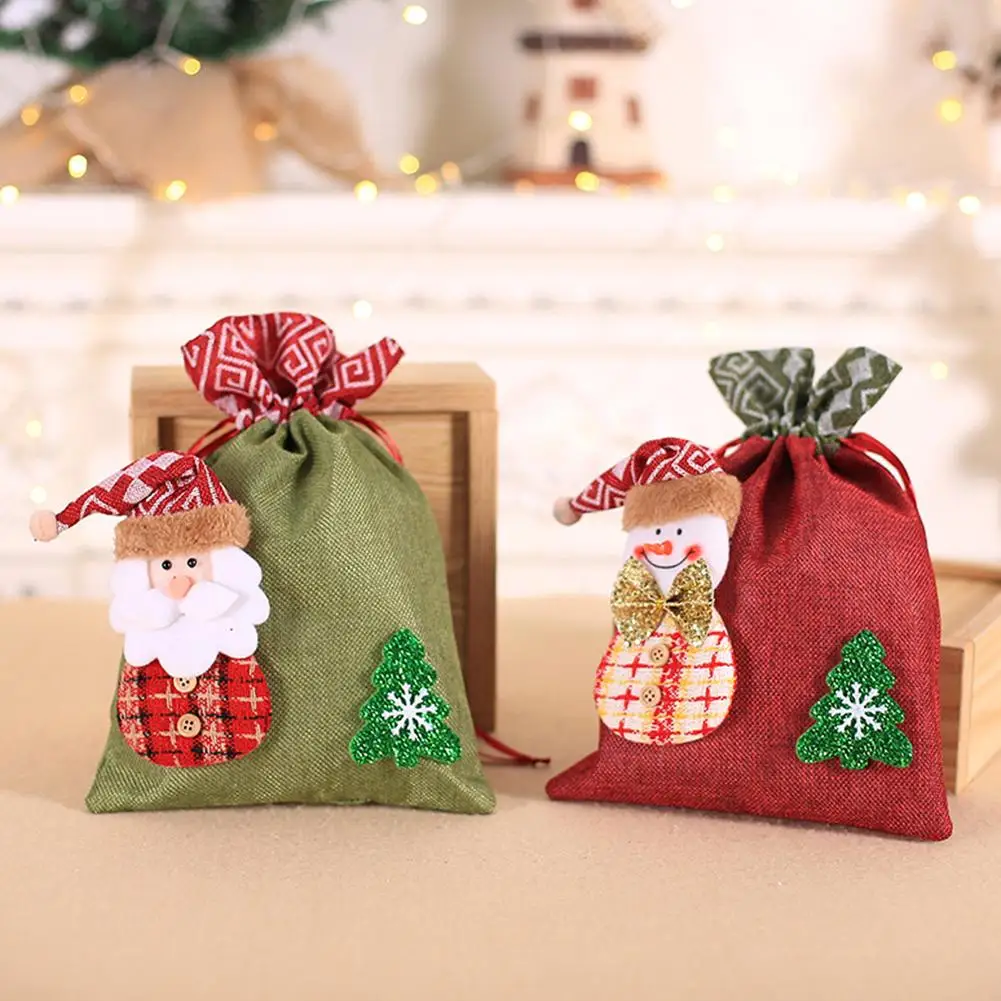 

Linen Christmas Candy Gift Storage Bag for Children Biscuits Gift Packaging Storage Pouch Xmas Decor