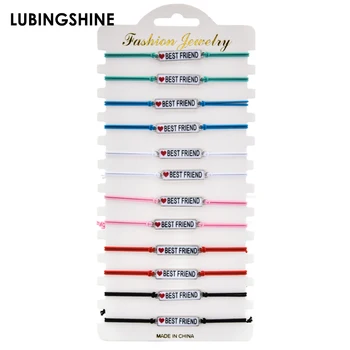

12pcs/set Fashion Best Friends Elastic Braided Rope Bracelet Handmade Adjustable Bracelets for Women Girl Friendship Jewelry