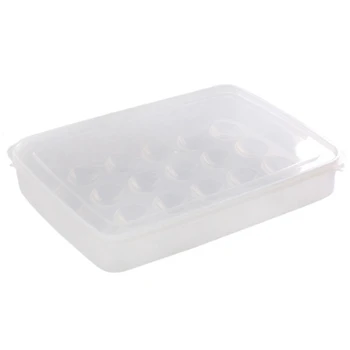 

Clear Covered Egg Holder, Eggs Container Dispenser Stackable Storage Box with Lid for Refrigerator, 24 Eggs Tray