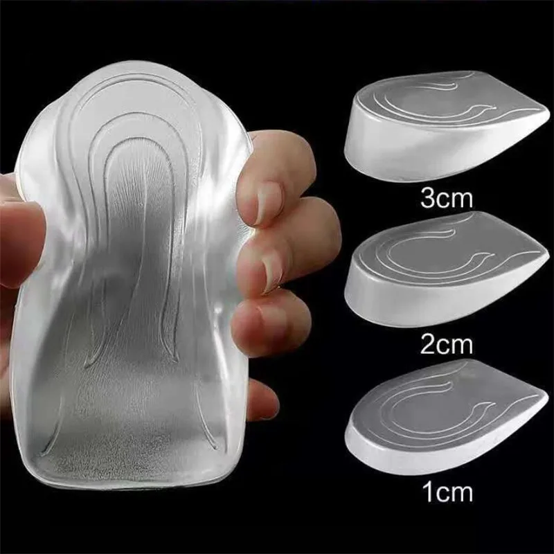 Gel de silicona plantilla para aumento de altura de tacón de elevación de zapato Protector Cuidado del pie elástico cojín soporte de arco insertar para Unisex