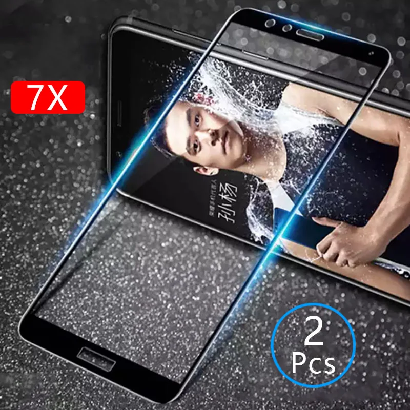 Закаленное стекло для Huawei Honor 7x 2 шт. Защитное экрана с полным покрытием Bnd L21 7 X X7 5 93
