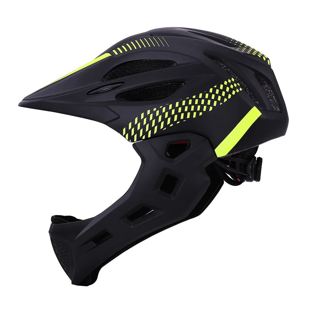 Skybulls MTB дорожный велосипедный Детский Шлем Полный лицевой велосипедный шлем с светодиодный задний фонарь Спортивная Защитная Экипировка для детей cascos para bicicleta - Цвет: Black