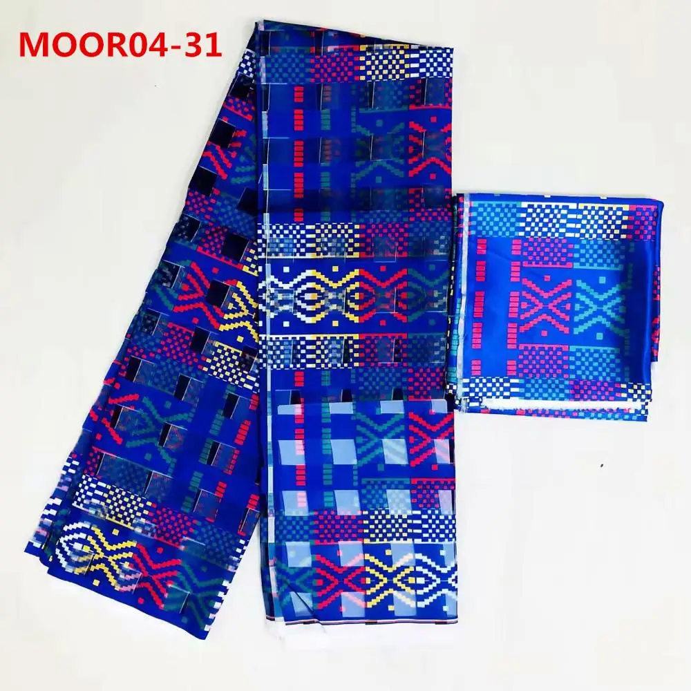 MOOR04-31 Новое поступление Мода Высокое качество 4 ярдов органза ткань с 2 ярдов шелк с рисунком красочные ткани - Цвет: MOOR04-31