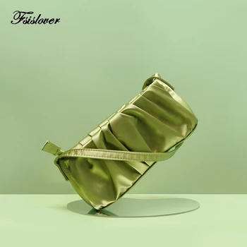

Vintage Folds Baguette bag Women Shoulder Bags Retro Split Velour Bags Solid Ladies Small Messenger Handbag Female Bolsa Mujer