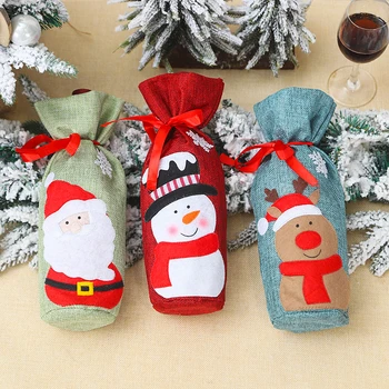 

Santa Claus Christmas Decoration Wine Bottle Cover Gift Bag Hold Xmas Dinner Decor Ornament Table Party Home Wedding Decor 63218