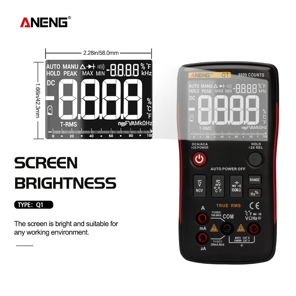 ANENG Q1 digital multimeter 9999 Analog Tester True RMS Professional Multimetro DIY Transistor Capacitor NCV Testers lcr Meter
