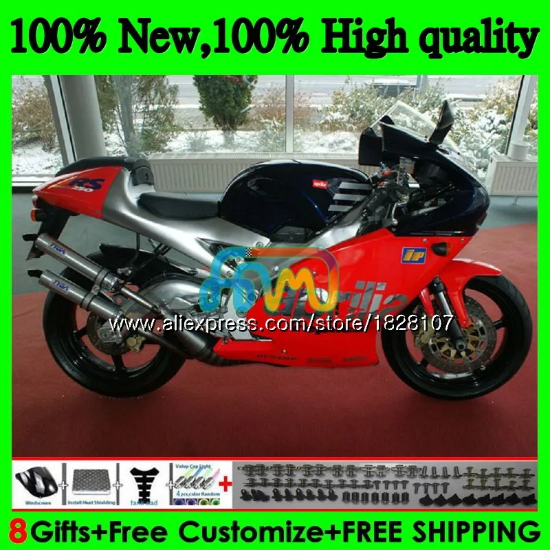 RS125R для Aprilia RS 125 R RR RS125 99 00 01 02 03 красного и серебристого цвета 04 05 64BS. 24 RS4 RS-125 1999 2000 2001 2002 2003 2005 обтекатель