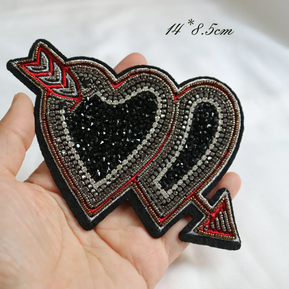 arrow heart beaded patches