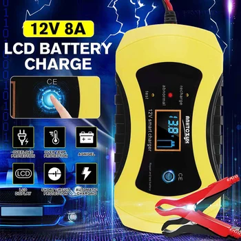 

Full Automatic Car Battery Charger 12V 8A 110V -220V Intelligent Fast Power Charging Wet Dry Lead Acid Digital LCD Display