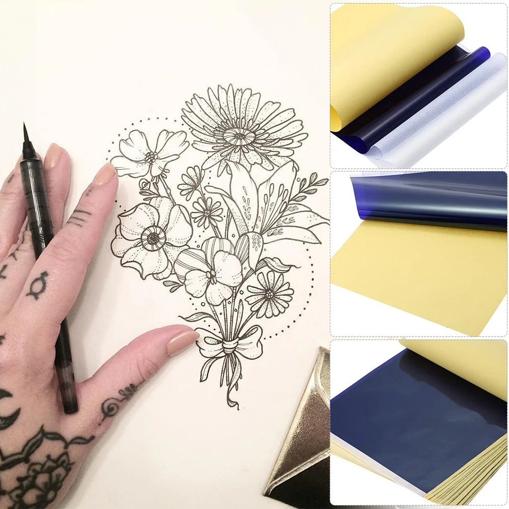 100 Sheets Tattoo Transfer Paper A4 Size Tattoo Stencil Paper 4 Layer Thermal Stencil Paper for Tattoo Supplies Body Art Tools