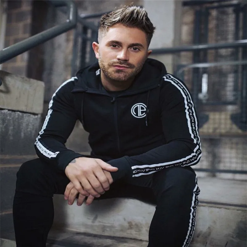 Спортивные тренажеры мужские наборы модные спортивные костюмы наборы мужские спортивные куртки с капюшоном+ брюки Повседневный Спортивный костюм Chandal Hombre Completo