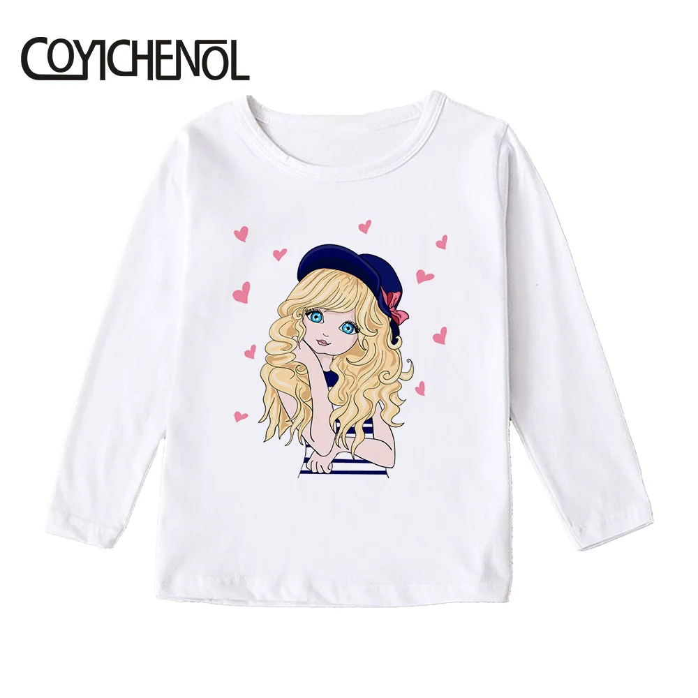 Г. Модная детская футболка для девочек с ручной росписью; Kawaii; сезон весна-осень; модальный длинный рукав с героями мультфильмов; детские топы с принтом