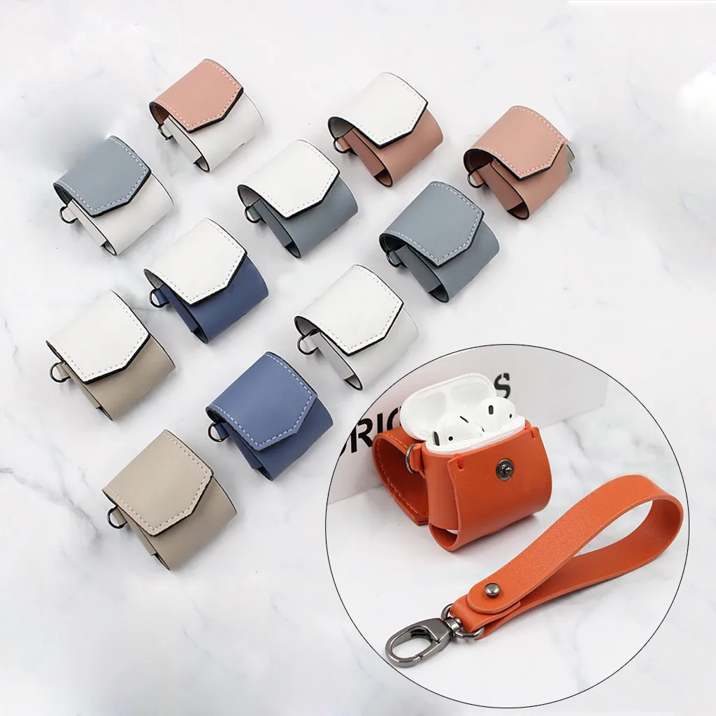 Для AirPods Pro, беспроводной зарядный чехол, кожаный защитный чехол с кольцом-держателем, многоцветные, с защитой от скольжения