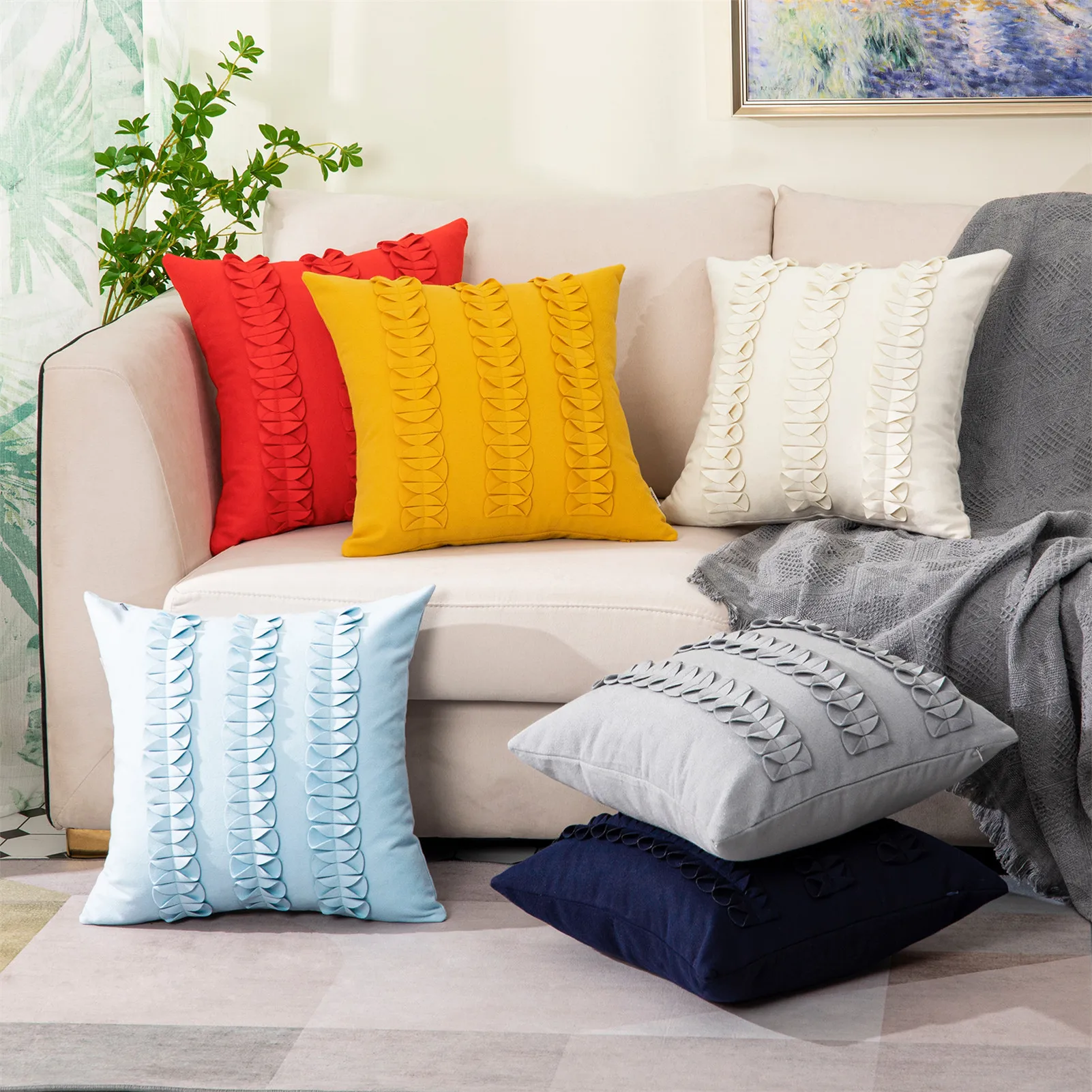 Topfinel Soft Cute Bow knot Pillow Cover Cushion Cover Luxury Square