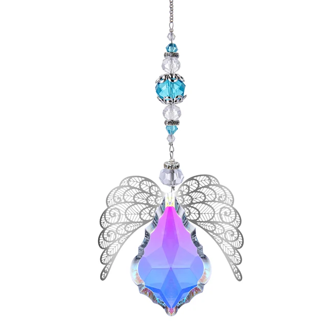 H&D 63 Mm Juharlevél Kristálygömb Prizmák Suncatcher Angel Wings Ablak Függő Medál Dísz Szivárványkészítő Otthoni Dekoráció