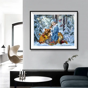 

Embroidery full 5D DIY diamond painting cross stitch cute girl 30x40 round diamond handmade art deco gift LK1 brush glue