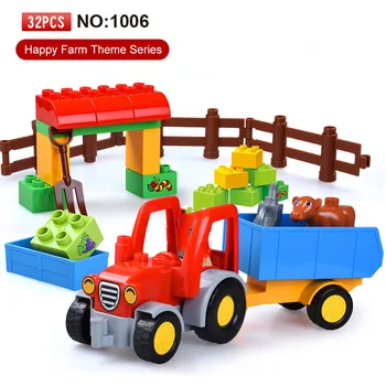 

32PCS Building Blocks Happy Farm Large Sets Friends Figures Animal DIY Baseplate Bricks Educational Toys for Children Christmas