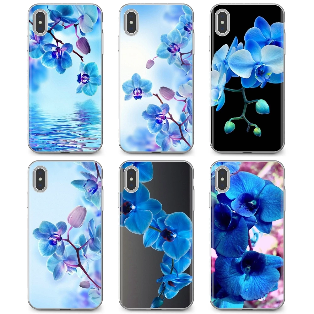Силиконовый чехол для телефона iPhone 11 Pro 4 4S 5 5S SE 5C 6 6S 7 8X10 XR XS Plus Max iPod Touch Blue Orchid Flower |
