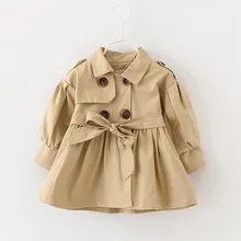 Однотонные куртки для маленьких девочек, бант из Рюш, пояс, ветрозащитное пальто, верхняя одежда, повседневная одежда для малышей, верхняя одежда, осеннее пальто