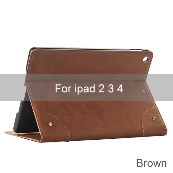 Essidi кожаный чехол для IPad 2, 3, 4th поколения Ретро планшет Кошелек защитный откидной Чехол с подставкой Чехол для iPad 2, 3, 4 - Цвет: Коричневый