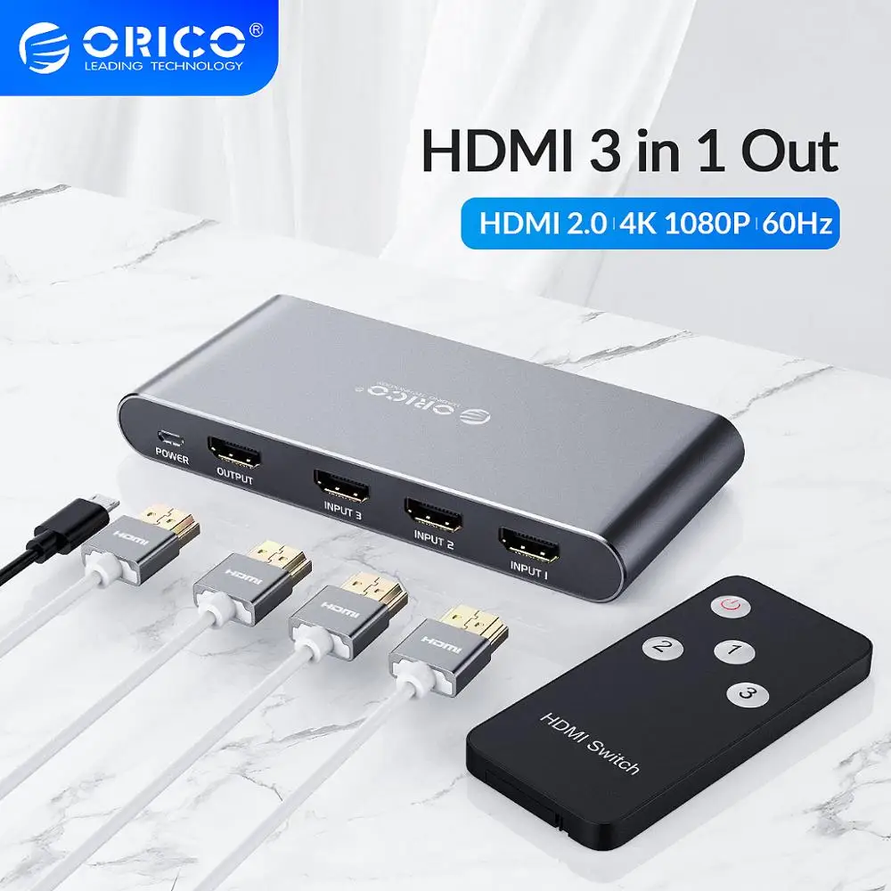 Переключатель KVM ORICO 3 входа 1 порта выход 4K 60 Гц HDMI 2 0 для ПК ноутбука XBOX 360 PS3 PS4 ТВ